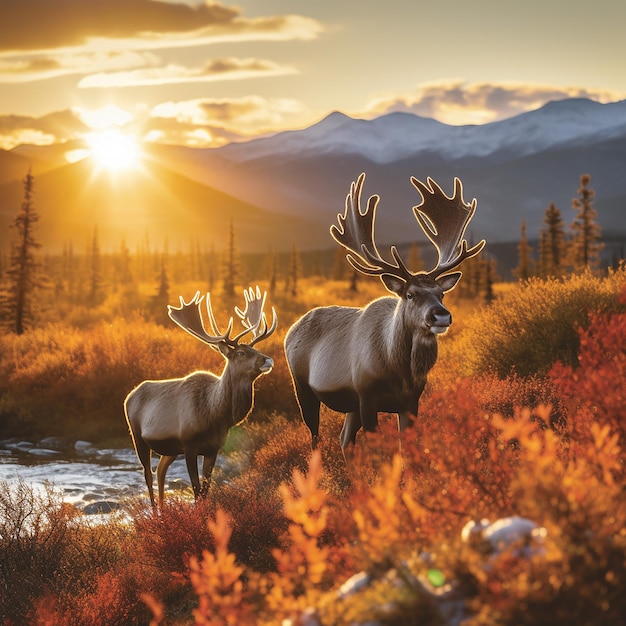 Photo wildlife in yukon territory in fall