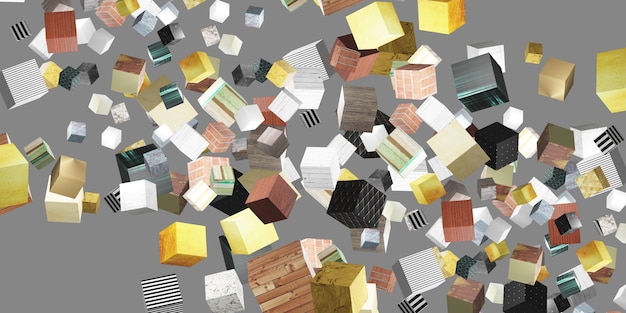 Willekeurige patroon textuur kubus 3d illustratie achtergrond