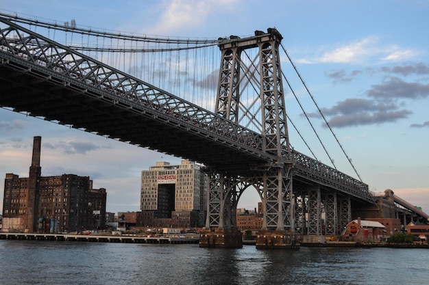 Williamsburg Bridge view from the river, New York, USA