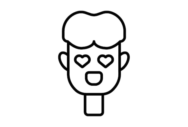 Wilted guy line icon valentines day sign flat minimalist symbol art