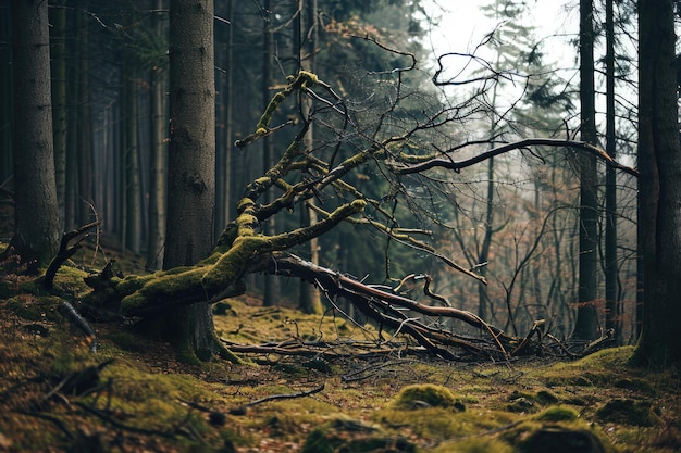 Un albero appassito in una foresta che simboleggia l'isolamento e la disperazione che si sentono quando si ritiene di essere trattati ingiustamente dalla propria comunità