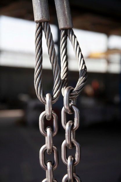 Photo winch rope and steel chain