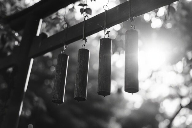 Photo wind chimes in soft breeze