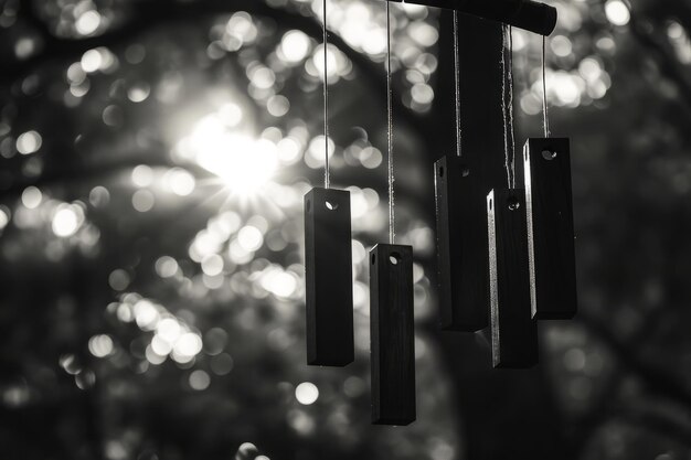 Photo wind chimes in soft breeze