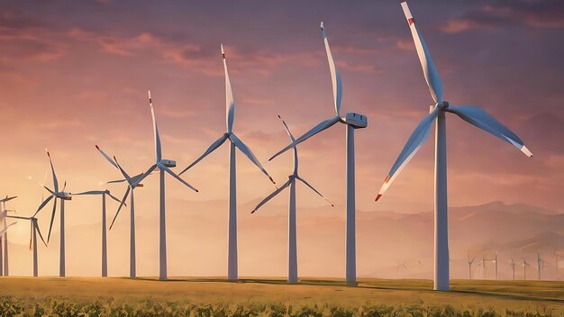 Wind energy with wind turbines background