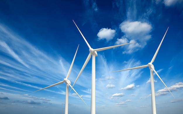 Wind generator turbines in sky