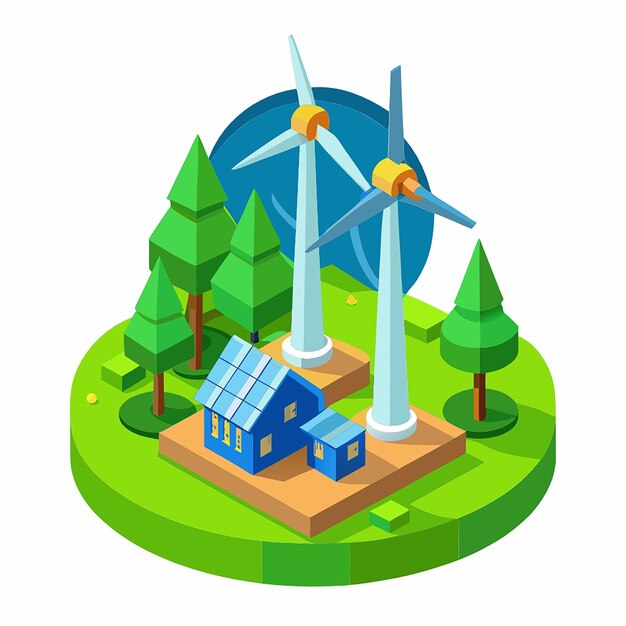 Photo wind mill wind turbine wind power station with long vanes renewable wind energy green and alternative eco energy concept