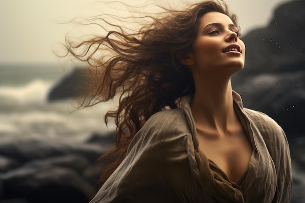 Wind's Embrace Coastal Bliss with a Free Spirit