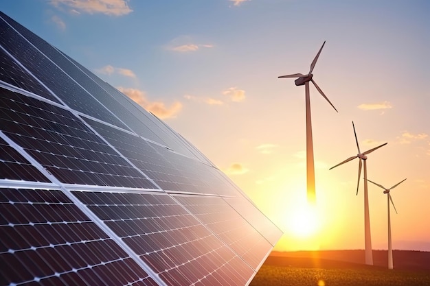 청정전기 태양광 푸른하늘과 태양을 위한 풍력발전설비