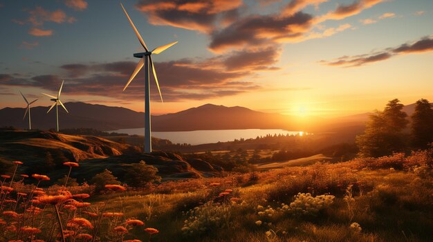 Wind turbine in the field