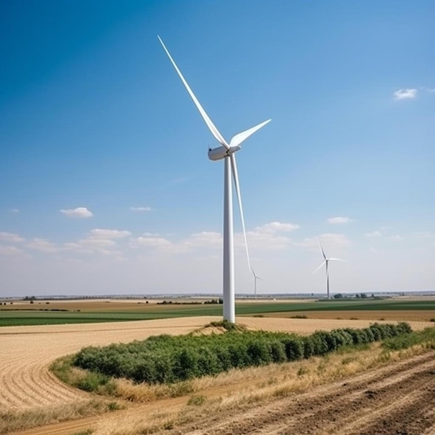 A wind turbine in the middle of a field