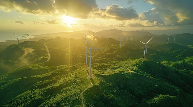 The wind turbine on the mountaintop