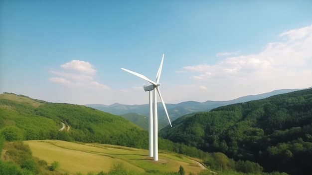 Wind turbine power generator Illustration AI Generative