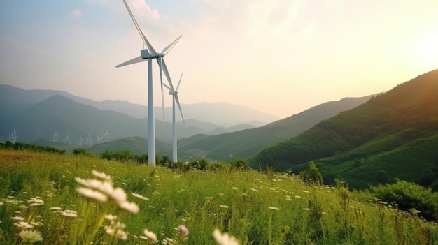 写真 風力発電機 イラストai生成