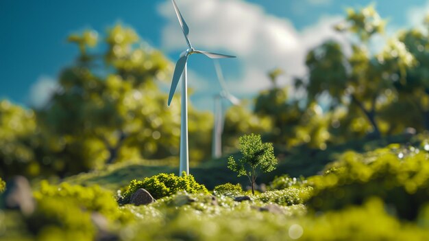 Photo wind turbine standing in field