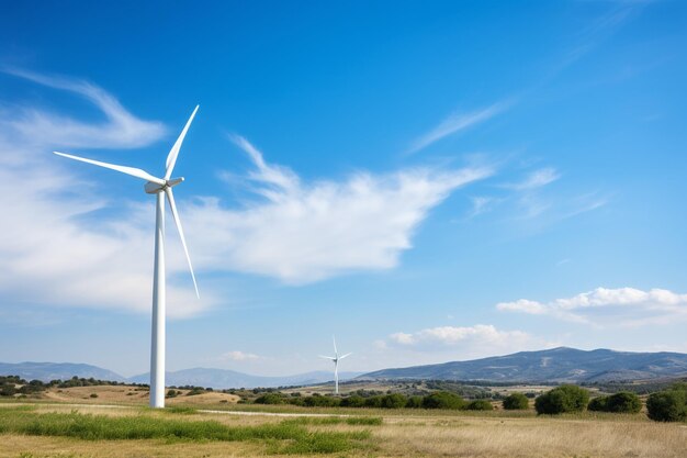 Wind turbine with a blue sky