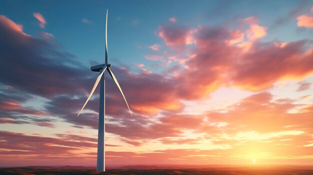 Photo a wind turbine with a sunset in the background