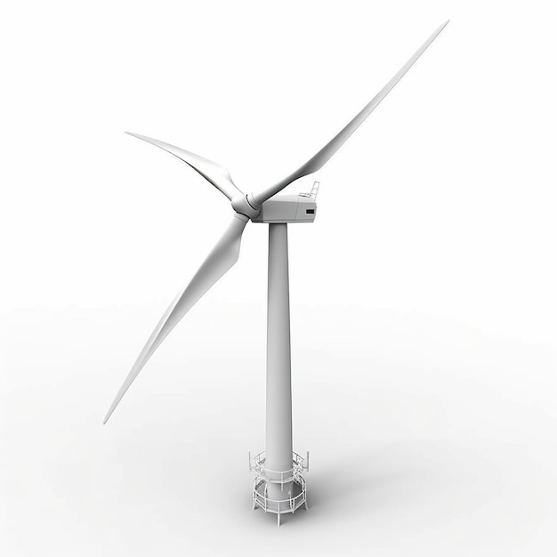 Альтернативный энергетический ресурс ветряных турбин изолирован на белом фотореалистичном векторе