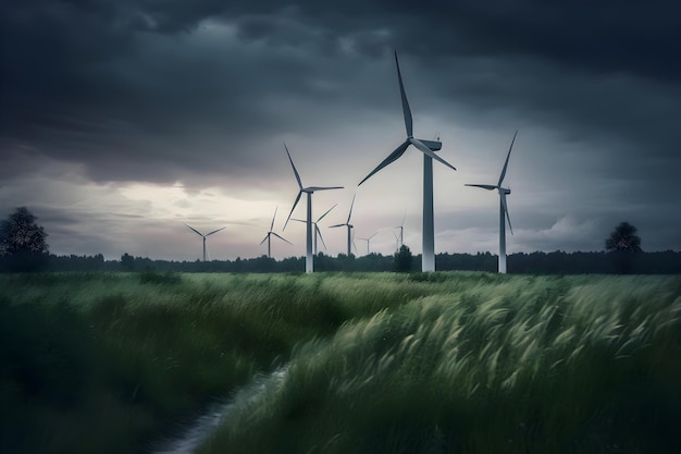 Ветряные турбины альтернативная зеленая энергия Generative AI 2