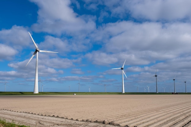Foto turbine eoliche sul campo contro il cielo