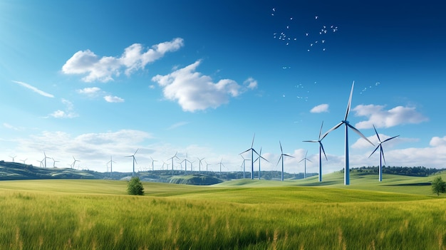 wind turbines in the green field