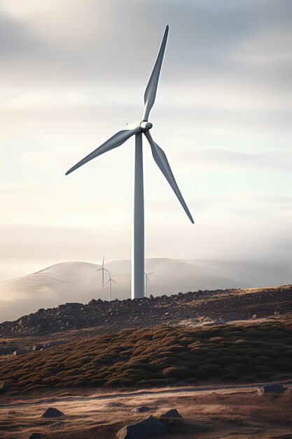 写真 風力タービン 山の風力発電所