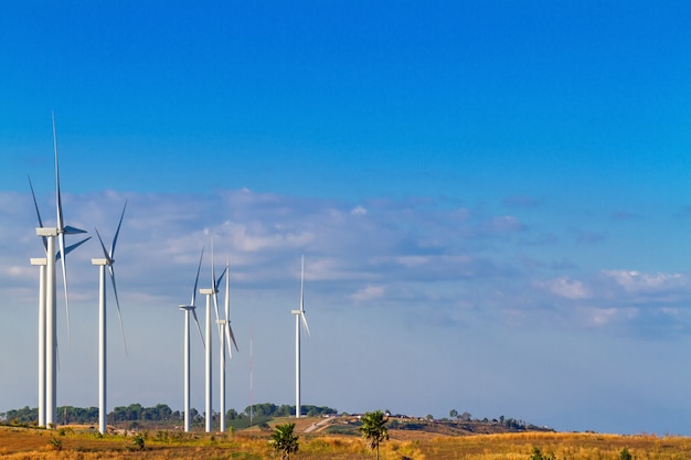 Wind turbines in the khao kho park, thailand