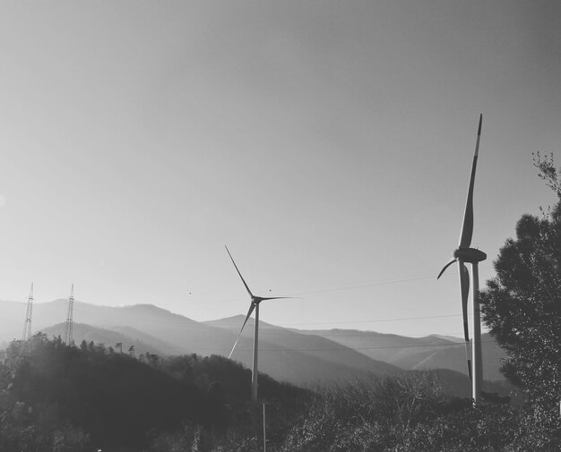 Photo wind turbines on landscape against sky