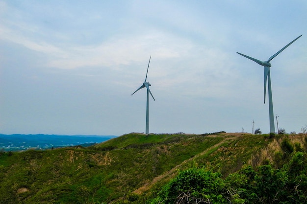 Wind turbines on landscape