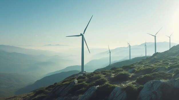 Wind turbines on a mountain in the alps