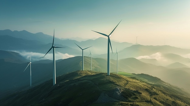 Foto turbine eoliche su una montagna