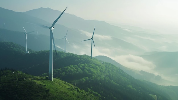 Foto turbine eoliche su una montagna