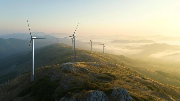 Foto turbine eoliche su una montagna