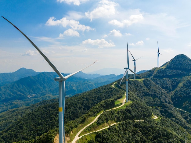 Wind turbines on a mountaintop