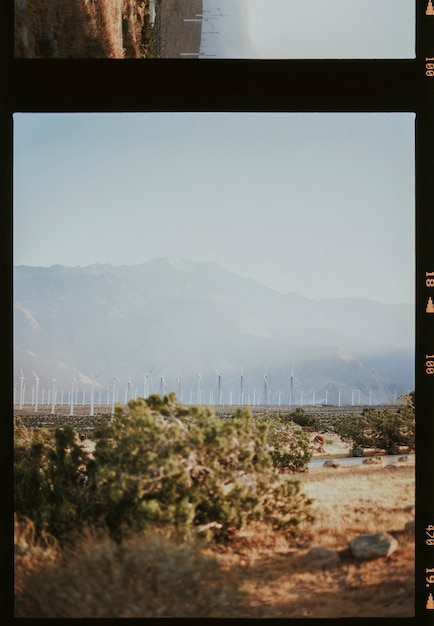 Wind turbines in the Palm Springs desert, USA