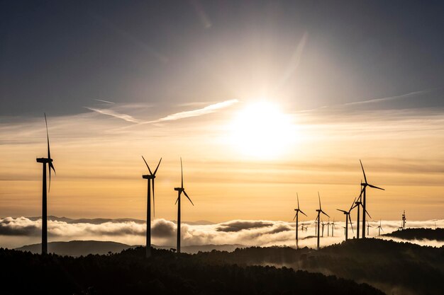 Wind turbines in rural area in spain