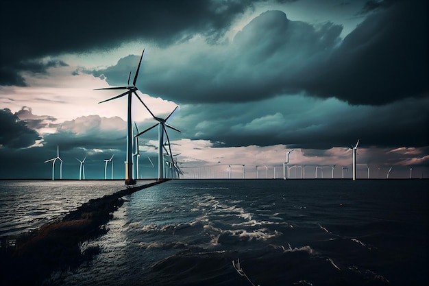 Wind turbines in the sea Alternative energy source generative ai