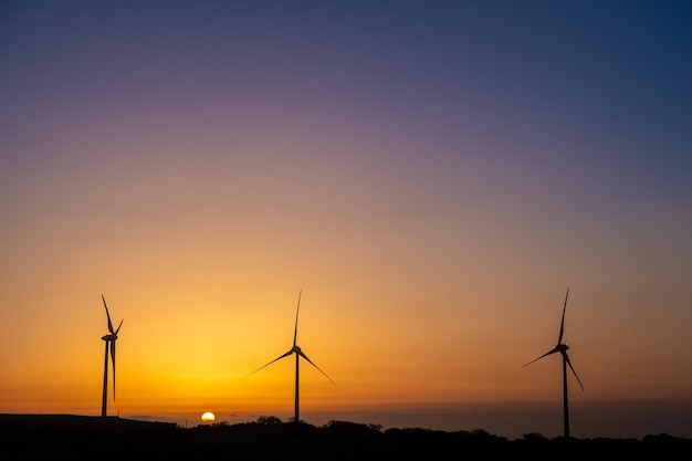 Wind turbines at sunrise