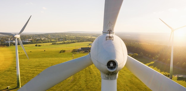 Photo wind turbines windmill energy, banner size