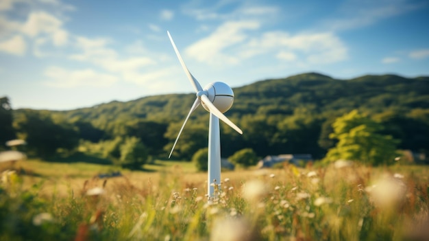 Wind Vane on Grassy Hill With Lake Background