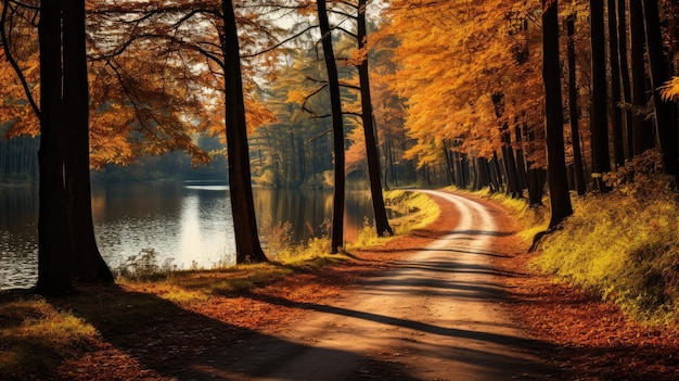 絵のように美しい秋の森を通る曲がりくねった小道