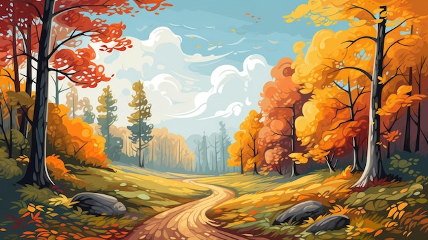 a winding path through a picturesque autumn forest