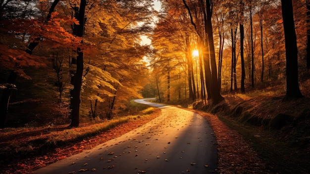 a winding path through a picturesque autumn forest