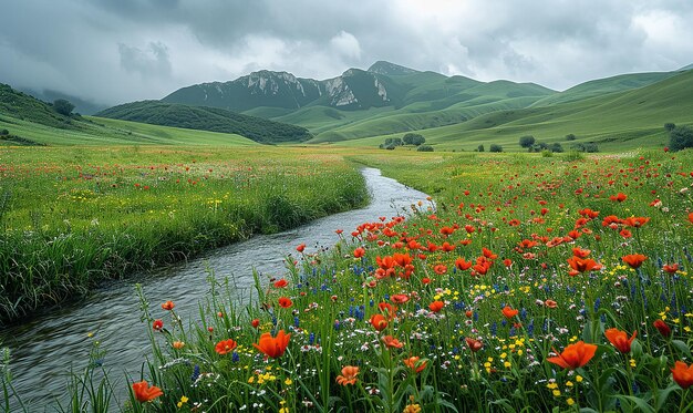 Photo winding river valley