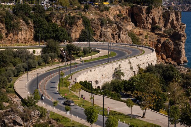 A winding road in the city