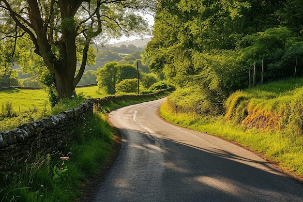 Winding road in the english countryside