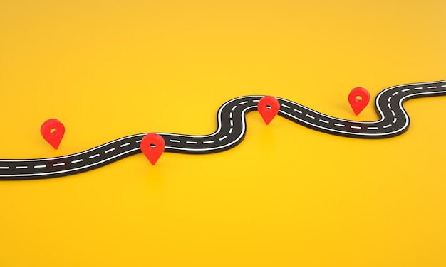 winding road infographics and map location pin background