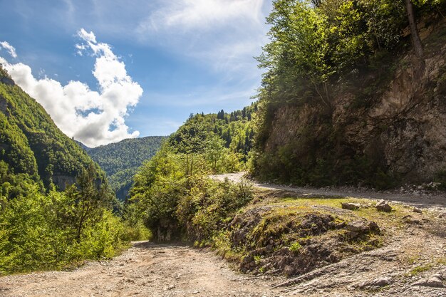 Winding road in the mountains view