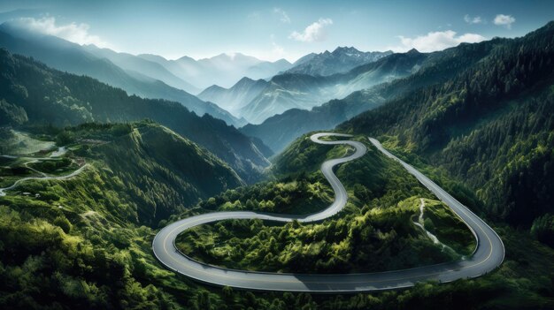 a winding road in the mountains