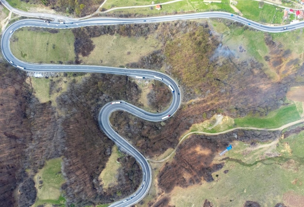 A winding road seen from above